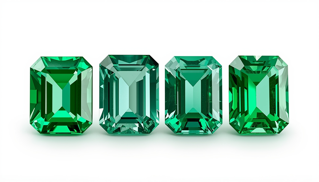 Different clarities of emeralds